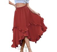 Bridesmay Renaissance Skirt for Women Summer Renn Faire Victorian Costume Ruffle Boho Skirts Orange XL