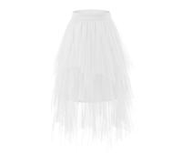 Bridesmay White Tulle Skirts for Women Fairy A-Line Fluffy Mesh Layered Midi Long Tutu Skirt Halloween Tea Party Tutus White S