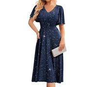 Bridesmay Women‘s Sequin Mother of The Bride Dresses for Church Wedding Elegent Cocktail Evening Dress Glitter Navy S