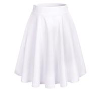 Bridesmay Women's Basic High Waist Casual Midi Skirt Stretchy Skirt Midi-White S