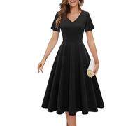 Bridesmay Women's Black Formal Dress for Women 2024 Fit and Flare Dresses A-line Swing Vintage Tea Dresses Black L