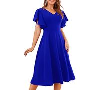Bridesmay Women's Casual Tea Dresses & Modest Church Dresses - Royal Blue, 3XL