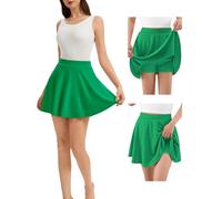 Bridesmay Women's Flowy Short Skater Skirts, High Waist Casual Mini Skirt, Pleated Basic A-line Flared School Skorts UK Green XL
