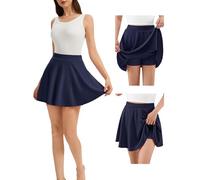 Bridesmay Women's Flowy Short Skater Skirts, High Waist Casual Mini Skirt, Pleated Basic A-line Flared School Skorts UK Navy L