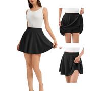 Bridesmay Women's Flowy Short Skater Skirts, High Waist Casual Mini Skirt, Pleated Basic A-line Flared School Skorts UK Black XL