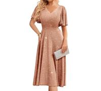 Bridesmay Women's Glitter Sequin Homecoming Cocktail Dresses Midi Tea Party Dress for Church Wedding Glitter Blush L