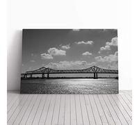 Bridge Across The Water Canvas Print | Gallery Wrapped 30mm Frame Wall Art | 20x14 inches | Ready to Hang | Modern Cityscape Picture | Living Room Bedroom Lounge Office