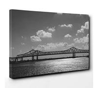 Bridge Across The Water Canvas Print | Gallery Wrapped 30mm Frame Wall Art | 30x20 inches | Ready to Hang | Modern Cityscape Picture | Living Room Bedroom Lounge Office