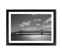 Bridge Across The Water Framed Print | A2 Oak Framed Wall Art | Ready to Hang | Modern Cityscape Picture | Living Room Bedroom Lounge Office