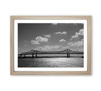 Bridge Across The Water Framed Print | A2 Oak Framed Wall Art | Ready to Hang | Modern Cityscape Picture | Living Room Bedroom Lounge Office