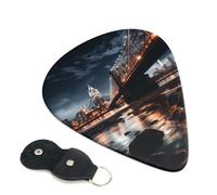 Bridge At Night Guitar Plectrums, 6 Guitar Plectrums, Double Sided Printing, For Acoustic Guitar, Bass, Ukulele, Electric Guitar (0.46 Mm 0.71 Mm 0.96 Mm)