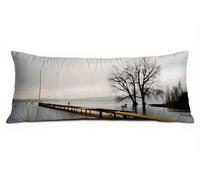 Bridge Body Pillow Cover 40 x 145 cm Bolster Pillow Cases, Soft Velvet Lumbar Cushions with Invisible Zipper Decorative Pillows, Tree Long Bolster Pillowcase for Livingroom Bed, Gifts for Women B-4921