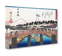Bridge Crossing By Utagawa Hiroshige Canvas Print | Gallery Wrapped 30mm Frame Wall Art | 30x20 inches | Ready to Hang | Asian Cityscape Picture | Living Room Bedroom Lounge Office