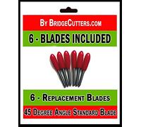 Bridge Cutters Standard Replacement 45 Degree Blades for Cricut, Bridge, Silhouette, Refine, Roland, 6 Pack, Red, Metal