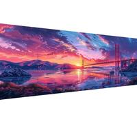 Bridge Diamond Art Kits for Adults, 5D DIY Full Drill Diamond Painting Sunset Kits for Beginners, Premium Gem Crafts Embroidery Pictures for Home Decoration, Mothers Day Gifts for Mum, 60x120cm Y1-324