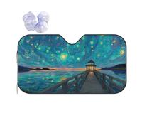 Bridge, House, Starry Sky Windshield Sun Shade, Family Funny Windshield Sun Shade For Car Suv Truck, Protector Blocks Uv, (51" X 27.5"Inch,Upgrade Hardened)