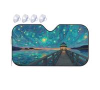 Bridge, House, Starry Sky Windshield Sun Shade, Family Funny Windshield Sun Shade For Car Suv Truck, Protector Blocks Uv, Spring Car Decor, Car Shade Front Windshield