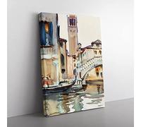 Bridge In Venice By John Singer Sargent Classic Painting Canvas Wall Art Print Ready to Hang, Framed Picture for Living Room Bedroom Home Office Décor, 50x35 cm (20x14 Inch)