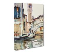 Bridge In Venice By John Singer Sargent Classic Painting Canvas Wall Art Print Ready to Hang, Framed Picture for Living Room Bedroom Home Office Décor, 20x14 Inch (50x35 cm)