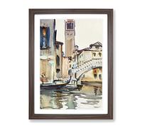 Bridge In Venice By John Singer Sargent Classic Painting Framed Print | A4 Walnut Framed Wall Art | Ready to Hang | Classic Cityscape Picture | Living Room Bedroom Lounge Office