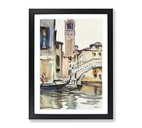 Bridge In Venice By John Singer Sargent Classic Painting Framed Wall Art Print, Ready to Hang Picture for Living Room Bedroom Home Office Décor, Black A2 (64 x 46 cm)