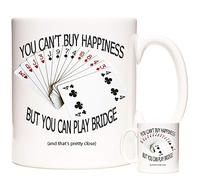 BRIDGE MUG, You Can't Buy Happiness But You Can Play BRIDGE. Ceramic gift mug for people who like to PLAY BRIDGE CARD GAME. 11oz ceramic mug