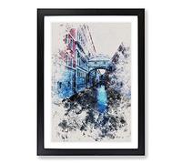 Bridge of Sighs in Venice Italy Watercolour Framed Print | A2 Black Framed Wall Art | Ready to Hang | Modern Cityscape Picture | Living Room Bedroom Lounge Office