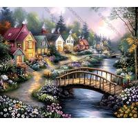 Bridge Over A Stream with A House and A Bridge Jigsaw Puzzle Suitable for All Groups of People Creative Fun Jigsaw Traditional Puzzles Perfect for Family Nights Game_300pcs