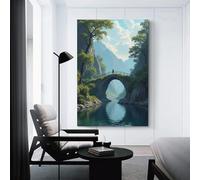Bridge over The River Artistic Wall Art Painting The Picture of Animal Print On Canvas Artwork Pictures For Home Living Room Modern Decor Decoration 08x12inch(20x30cm)