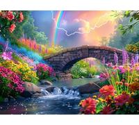 Bridge Paint by Numbers for Adults, Landscape Painting by Numbers Kits On Canvas, DIY Hand Painted Canvas Oil Painting Kit for Kids with 3 - Brushes and Acrylic Paint, Home Wall Decor 8x12 inch O-1232