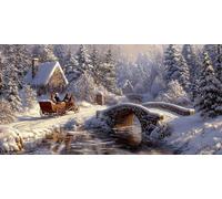 Bridge Paint by Numbers for Adults No Frame, Carriage Large Adult Paint by Numbers Canvas Kits, DIY Beginner Acrylic Oil Painting by Number Christmas Gifts for Home Wall Decorations 40x80cm J0L-522