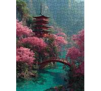Bridge Peach Blossoms Jigsaw Puzzle 6000 Piece, Puzzles for Adults 6000, The Impossible Challenge, Jigsaw Puzzle Games Classic Educational, Wooden Puzzles, for Home Wall Decoration Gift FNKL1-840