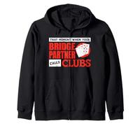 Bridge Player Bridge Card Game Player Partner Calls Clubs Zip Hoodie
