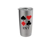 Bridge Player Design with 1NT and Card Suits Symbol Stainless Steel Insulated Tumbler