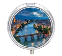 Bridge Ponte Degli Alpini at River Brenta Pill Box 3 Compartment Small Portable Medicine Case Pill Organizer for Pocket Purse