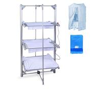 Bridge Pro 3 Tier Heated Clothes Airer with Cover - XL Electric Drying Rack, Clothing Maiden, Indoor Heated Air Dryer, Clothes Horse, Family Sized - 50 Kg Capacity, 300W, Energy Efficient
