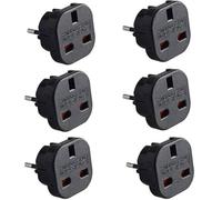 Bridge Pro EU Travel Adapter 6-PACK - UK to European Plug Adapter - Travel Plug Converter UK to EU Type C, E, F for Spain, France, Russia, Italy, Germany, Portugal, Turkey & more (Black)