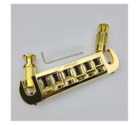 Bridge Replacement Parts Tailpiece Bridge For LP Electric Guitar Chrome Silver Adjustable Wraparound Intonatable Saddles(Golden)