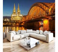 Bridge River Photo Wallpaper Architecture Landscape 450x315 cm Modern Non-Woven Poster 3D Print Large Wall Mural Decoration for Living Room Bedroom Dining Room Wall Art H1222