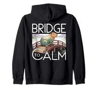 BRIDGE TO CALM Capybara Japanese Bridge Zen Tranquil Zip Hoodie