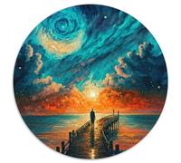 Bridge to Ocean Painting Adult Jigsaw Puzzles 1000 Pieces 1000 Piece Round Puzzle Colorful Home Decor & Interactive Family Game, (Size 67.5x67.5cm)