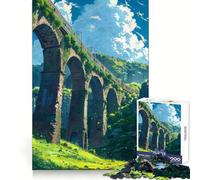 Bridge Train Landscape Jigsaw for Adults1000 Pieces Clear Thinking Casual Relaxation Precise Edges Thoughtful Gift (38x52cm)
