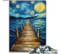 Bridge Under The Night Sky 1000 Piece Jigsaw Puzzles for Adults Gifts, Toys Educational Games Stress Relieving Wishlist with Santa Claus (26x38cm)