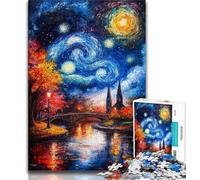 Bridge Under The Night Sky Adult Jigsaw Puzzles 1000 Pieces,Challenging To Complete But Fun And Humorous Birthday Present,Gifts,Wall Art 38x26cm