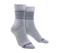 Bridgedale 1 Pack Ladies Liner Base Layer Merino Wool Boot Socks - Lt Grey / Purple - 5-6.5 UK
