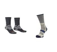 Bridgedale HIKE Midweight Merino Performance Boot Original-Men's- Medium-Gunmetal & HIKE Lightweight Cotton Cool Comfort Boot-Men's- Medium-Indigo