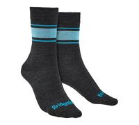 Women's Bridgedale Ultra-Lightweight Merino Wool Performance Liner Socks - Anthracite Grey/Light Blue - Medium - Merino Wool