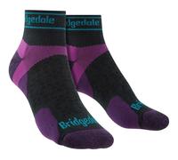 Bridgedale Socks Bridgedale Women's Ultra-Lightweight T2 Merino Low Run Socks {BR-710204} - Charcoal Grey Purple - Large