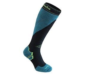 Bridgedale Men's Beginners Mountain Ski Socks - Black/Green, Size UK 6 - 8.5