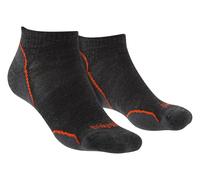 Bridgedale - Mens Hiking Merino Low Socks - Anthracite / Orange - Grey Merino Wool - Size UK 12-15